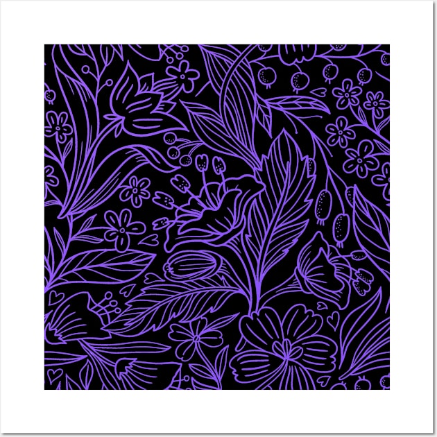 Dark Floral Pattern Themed Wall Art by Rebellious Rose